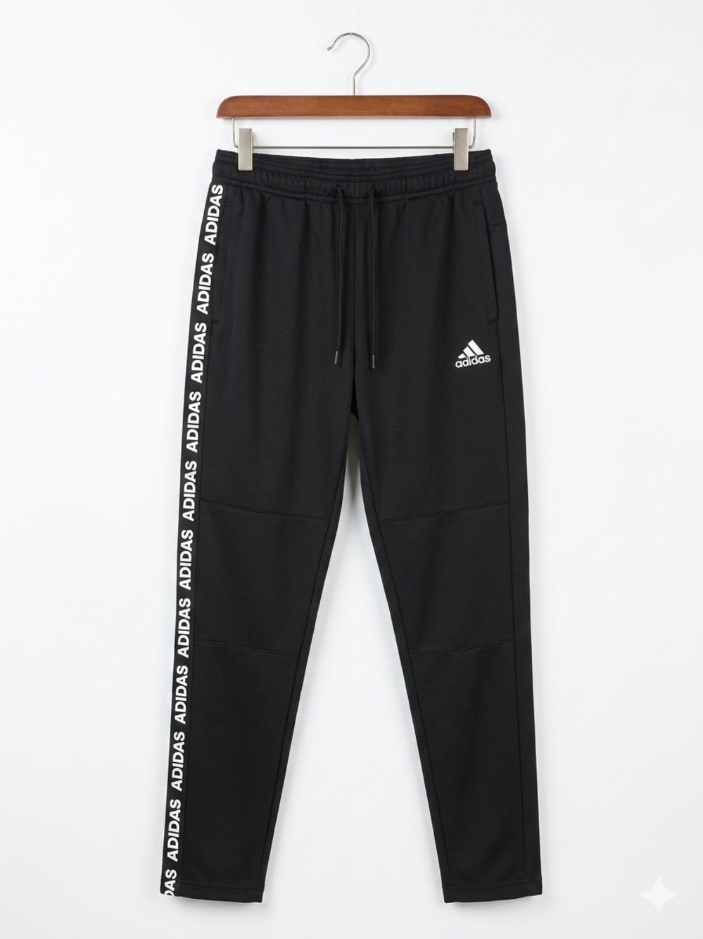 adidas Black Joggers with White Logo Tape
